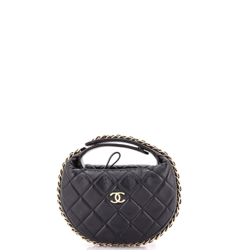 Chanel Mini Chain Around Hobo Pouch Quilted Lambskin